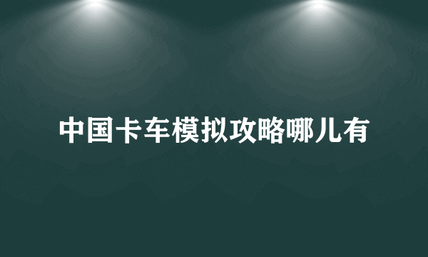 中国卡车模拟攻略哪儿有