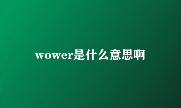 wower是什么意思啊