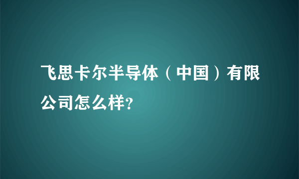 飞思卡尔半导体（中国）有限公司怎么样？
