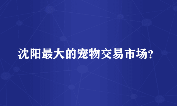 沈阳最大的宠物交易市场？