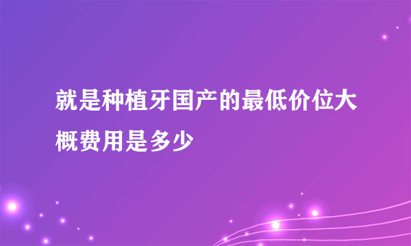 就是种植牙国产的最低价位大概费用是多少