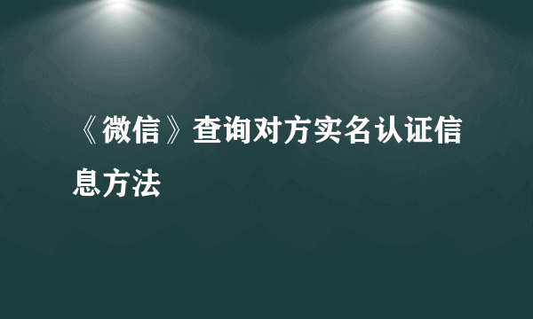 《微信》查询对方实名认证信息方法