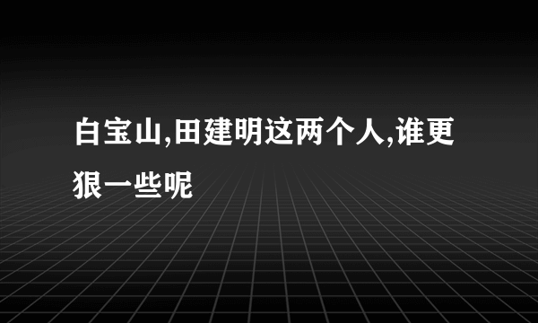 白宝山,田建明这两个人,谁更狠一些呢