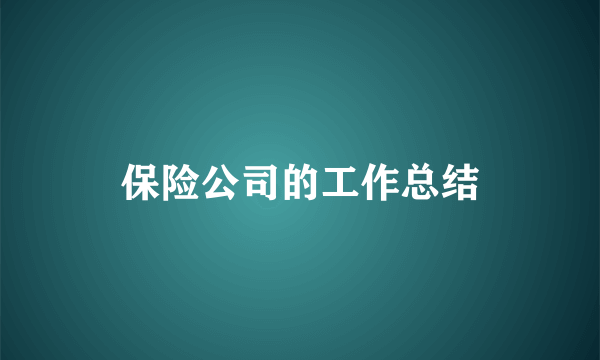 保险公司的工作总结