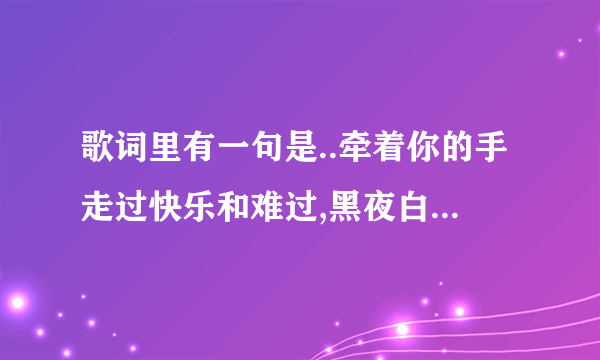 歌词里有一句是..牵着你的手走过快乐和难过,黑夜白天……..这个是什么歌啊??