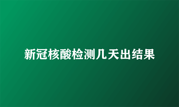 新冠核酸检测几天出结果