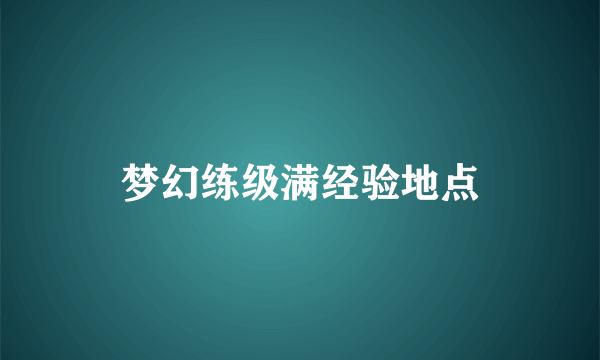 梦幻练级满经验地点