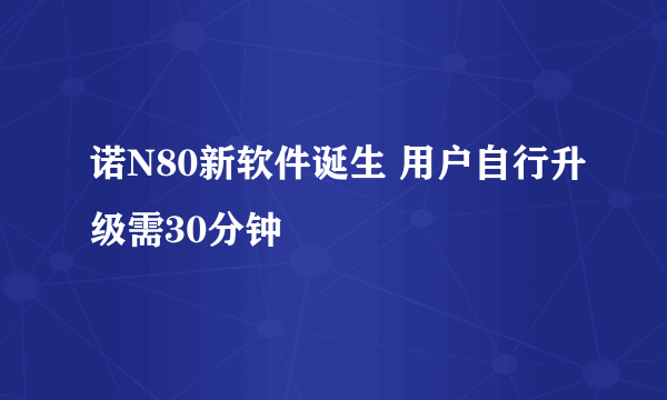 诺N80新软件诞生 用户自行升级需30分钟