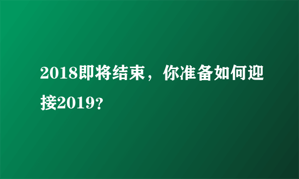 2018即将结束，你准备如何迎接2019？