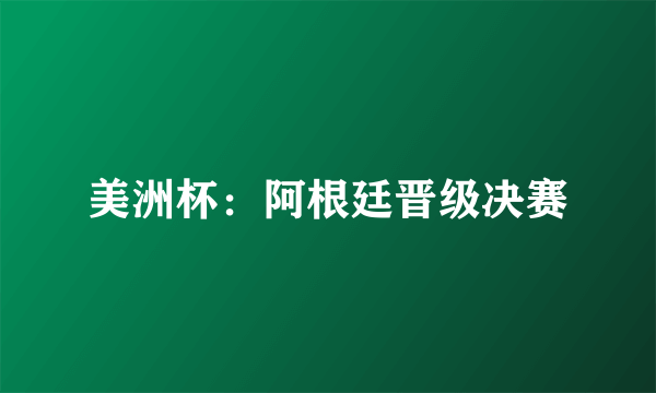 美洲杯：阿根廷晋级决赛