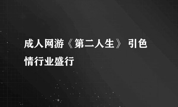 成人网游《第二人生》 引色情行业盛行
