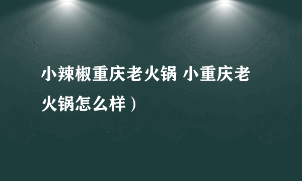 小辣椒重庆老火锅 小重庆老火锅怎么样）