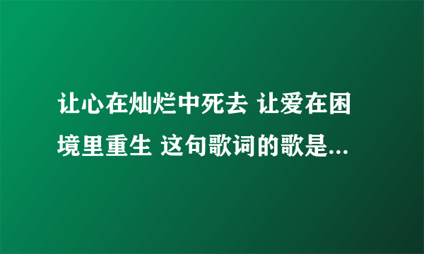 让心在灿烂中死去 让爱在困境里重生 这句歌词的歌是什么名字？