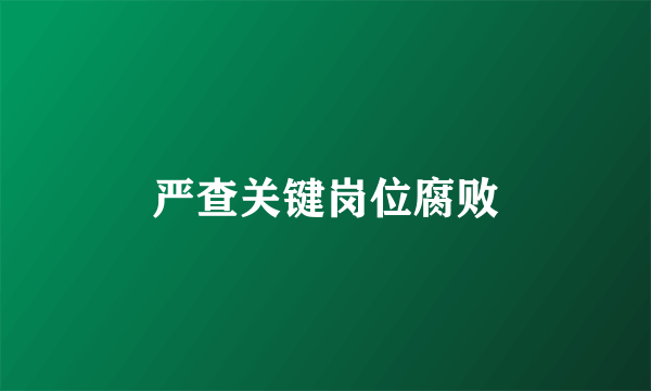 严查关键岗位腐败