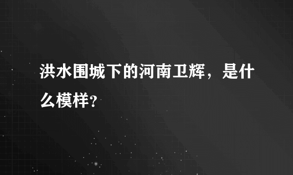 洪水围城下的河南卫辉，是什么模样？