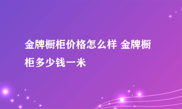 金牌橱柜价格怎么样 金牌橱柜多少钱一米