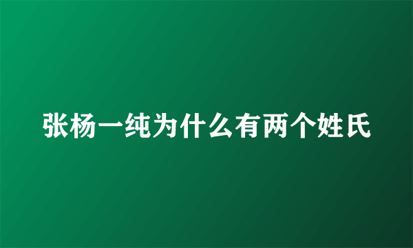 张杨一纯为什么有两个姓氏