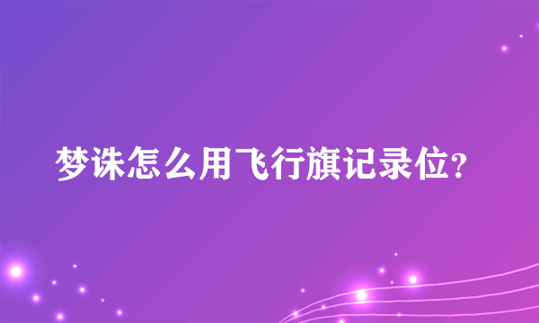 梦诛怎么用飞行旗记录位？
