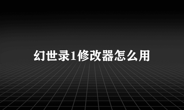 幻世录1修改器怎么用