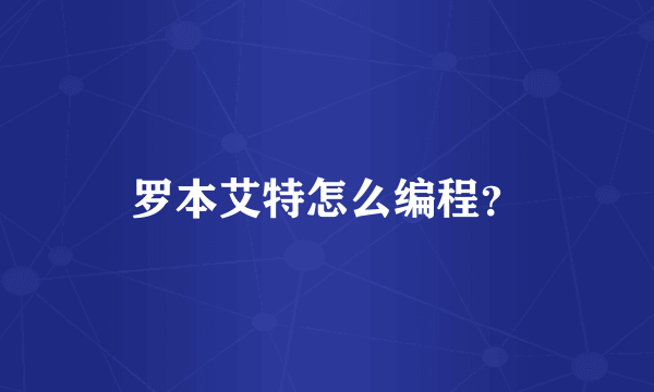 罗本艾特怎么编程？