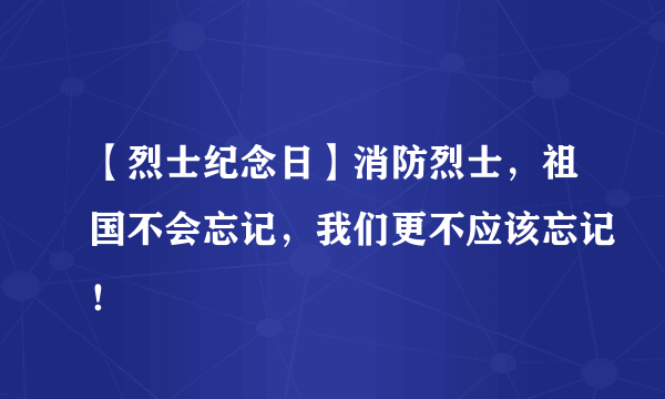 【烈士纪念日】消防烈士，祖国不会忘记，我们更不应该忘记！
