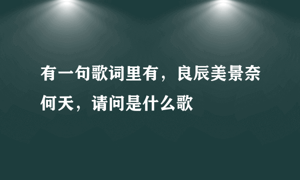 有一句歌词里有，良辰美景奈何天，请问是什么歌