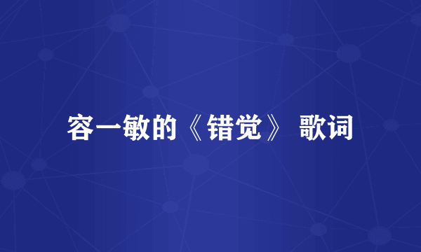 容一敏的《错觉》 歌词