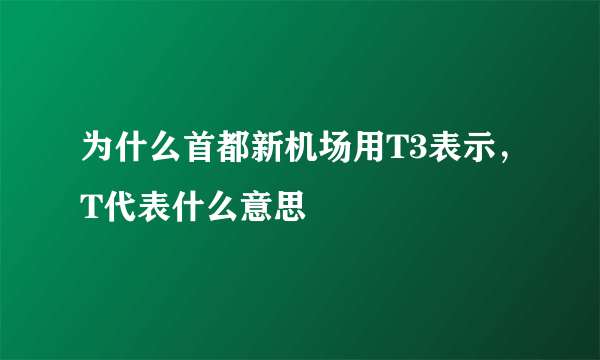 为什么首都新机场用T3表示，T代表什么意思