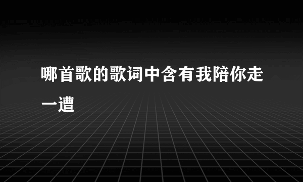 哪首歌的歌词中含有我陪你走一遭