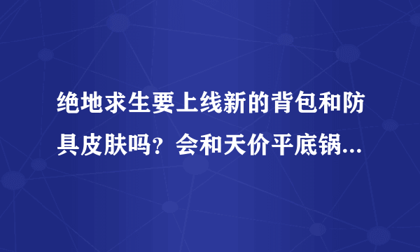 绝地求生要上线新的背包和防具皮肤吗？会和天价平底锅一样贵吗？