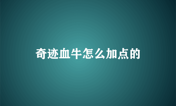 奇迹血牛怎么加点的