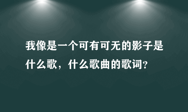 我像是一个可有可无的影子是什么歌，什么歌曲的歌词？