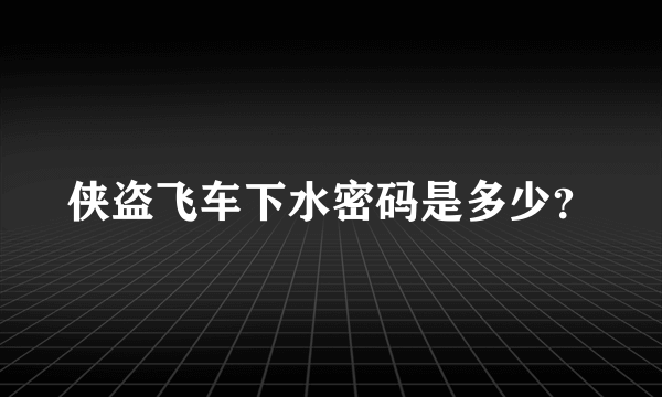侠盗飞车下水密码是多少？