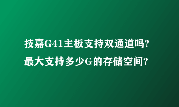 技嘉G41主板支持双通道吗?最大支持多少G的存储空间?