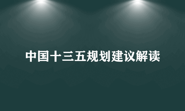 中国十三五规划建议解读