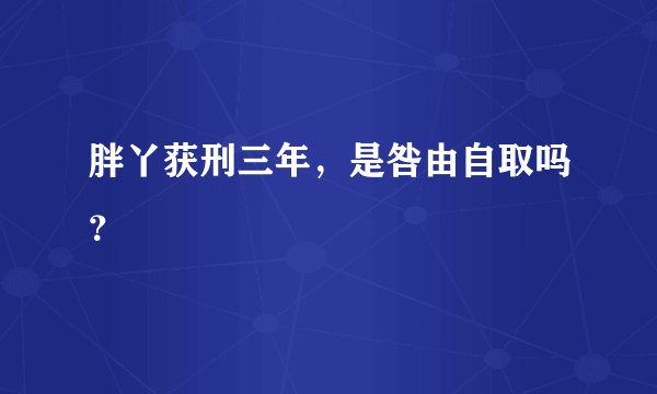 胖丫获刑三年，是咎由自取吗？