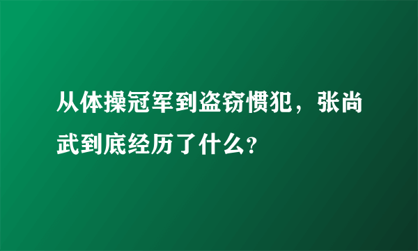 从体操冠军到盗窃惯犯，张尚武到底经历了什么？
