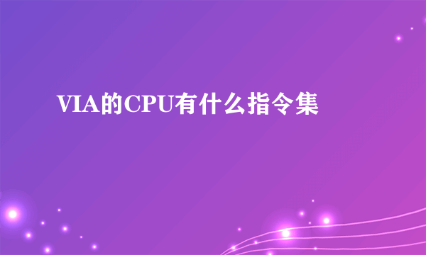 VIA的CPU有什么指令集
