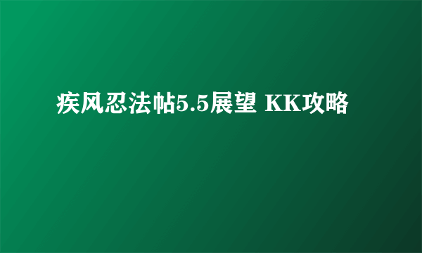 疾风忍法帖5.5展望 KK攻略