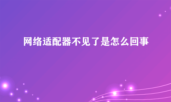 网络适配器不见了是怎么回事