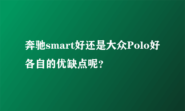 奔驰smart好还是大众Polo好各自的优缺点呢？