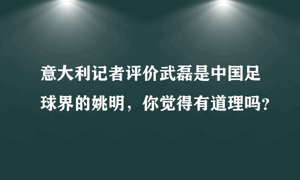 意大利记者评价武磊是中国足球界的姚明，你觉得有道理吗？