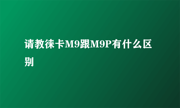 请教徕卡M9跟M9P有什么区别