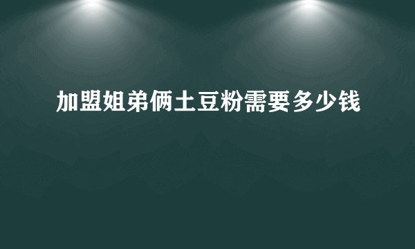 加盟姐弟俩土豆粉需要多少钱