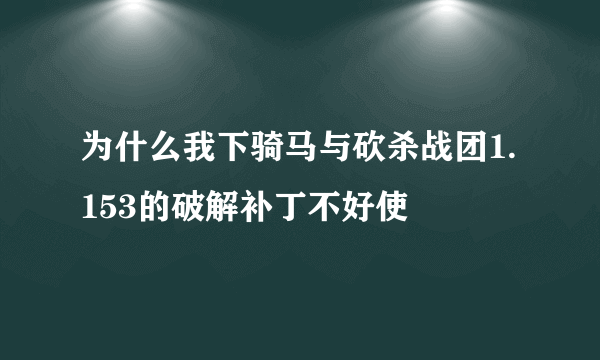 为什么我下骑马与砍杀战团1.153的破解补丁不好使