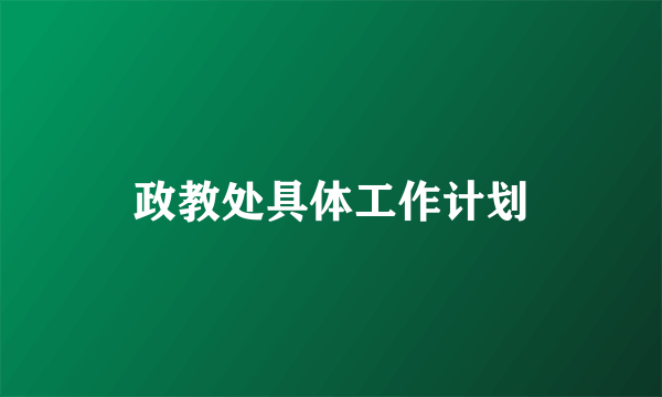 政教处具体工作计划