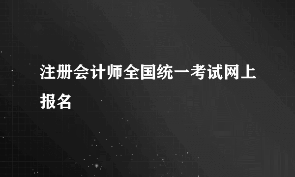 注册会计师全国统一考试网上报名