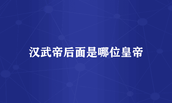 汉武帝后面是哪位皇帝