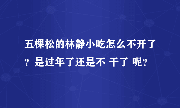 五棵松的林静小吃怎么不开了？是过年了还是不 干了 呢？
