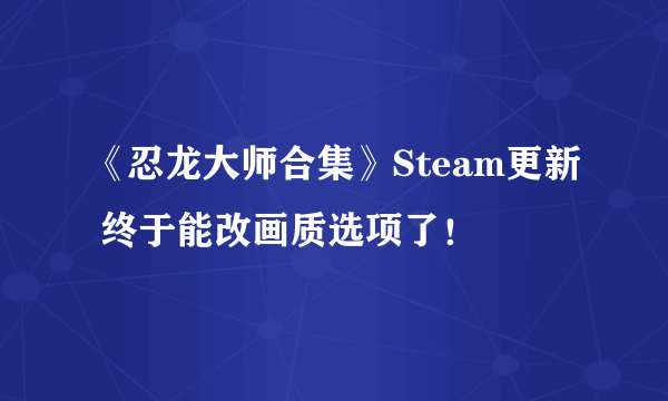 《忍龙大师合集》Steam更新 终于能改画质选项了！
